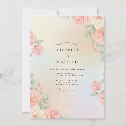Invitation Mariage peint à l'abricot doux (Devant)