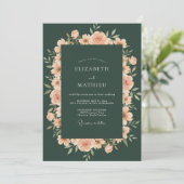 Invitation Mariage peint à l'abricot émeraude (Debout devant)