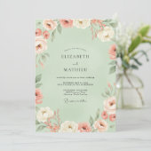 Invitation Mariage peint à l'abricot menthe (Debout devant)