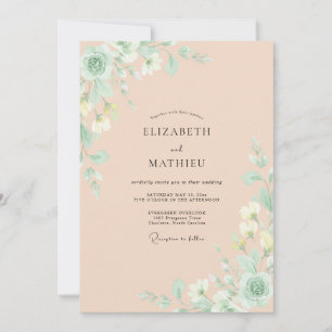 Invitation Mariage peint à l'abricot pâle