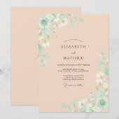 Invitation Mariage peint à l'abricot pâle (Devant / Derrière)
