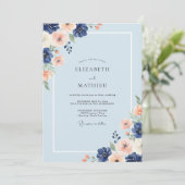 Invitation Mariage peint à l'abricot Pervenche (Debout devant)