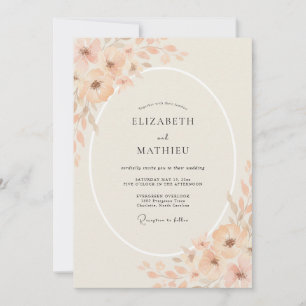 Invitation Mariage peint à l'abricot poussiéreux