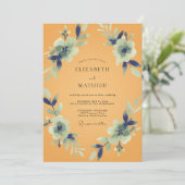Invitation Mariage peint à l'Ambre Indigo (Debout devant)