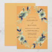 Invitation Mariage peint à l'Ambre Indigo (Devant / Derrière)