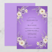 Invitation Mariage Peint à l'Améthyste (Devant / Derrière)