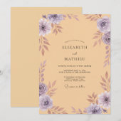 Invitation Mariage peint à l'améthyste d'abricot (Devant / Derrière)