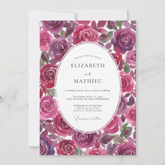 Invitation Mariage peint à l'améthyste de Bourgogne (Devant)