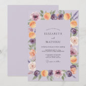 Invitation Mariage peint à l'améthyste et à l'abricot (Devant / Derrière)