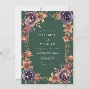 Invitation Mariage peint à l'améthyste et cuivre