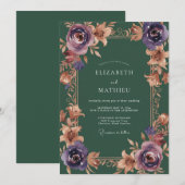 Invitation Mariage peint à l'améthyste et cuivre (Devant / Derrière)