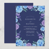 Invitation Mariage peint à l'améthyste indigo (Devant / Derrière)