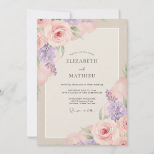Invitation Mariage peint à l'Améthyste Rosée
