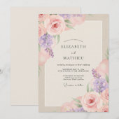 Invitation Mariage peint à l'Améthyste Rosée (Devant / Derrière)