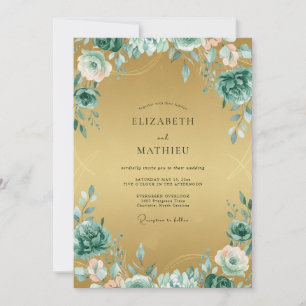Invitation Mariage peint à l'aqua doré