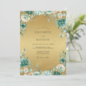 Invitation Mariage peint à l'aqua doré (Debout devant)
