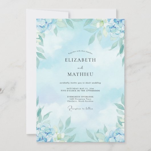 Invitation Mariage Peint à l'Aquarelle Poudrée (Devant)