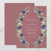 Invitation Mariage Peint à l'Argile Indigo (Devant / Derrière)