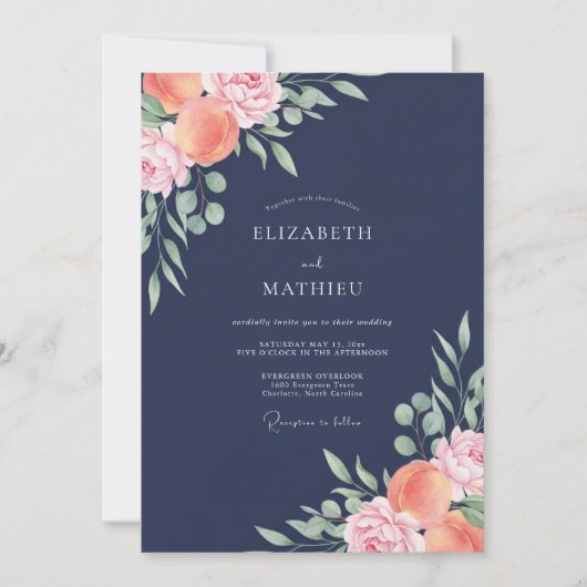 Invitation Mariage peint à l'aube d'abricot (Devant)