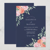 Invitation Mariage peint à l'aube d'abricot (Devant / Derrière)