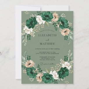 Invitation Mariage peint à l'émeraude de mousse