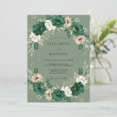 Invitation Mariage peint à l'émeraude de mousse (Debout devant)