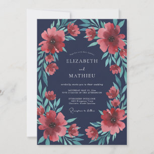Invitation Mariage peint à l'encre de corail