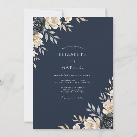 Invitation Mariage Peint à l'Encre d'Ivoire (Devant)