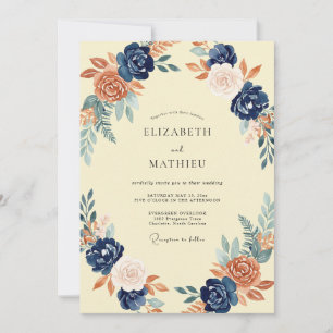 Invitation Mariage peint à l'indigo cuivré
