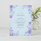 Invitation Mariage peint à l'indigo violet moderne (Debout devant)