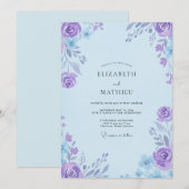 Invitation Mariage peint à l'indigo violet moderne (Devant / Derrière)