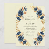 Invitation Mariage Peint à l'Ocre Indigo (Devant / Derrière)