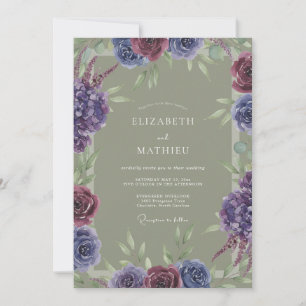 Invitation Mariage peint à l'olive améthyste