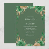 Invitation Mariage peint à l'Olive Gold (Devant / Derrière)