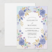 Invitation Mariage Peint à l'Or du Bleuet (Devant / Derrière)