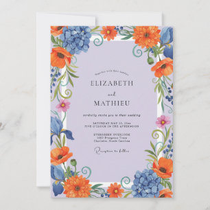 Invitation Mariage peint à l'orange lavande