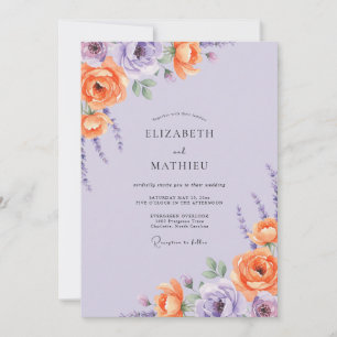 Invitation Mariage peint à l'orange lilas