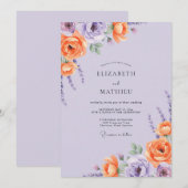 Invitation Mariage peint à l'orange lilas (Devant / Derrière)
