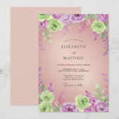 Invitation Mariage Peint à l'Orchidée Lime (Devant / Derrière)