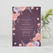 Invitation Mariage peint Abricot prune (Debout devant)