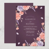 Invitation Mariage peint Abricot prune (Devant / Derrière)
