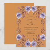 Invitation Mariage Peint Ambre Violet (Devant / Derrière)