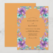 Invitation Mariage Peint Ambre Violet (Devant / Derrière)