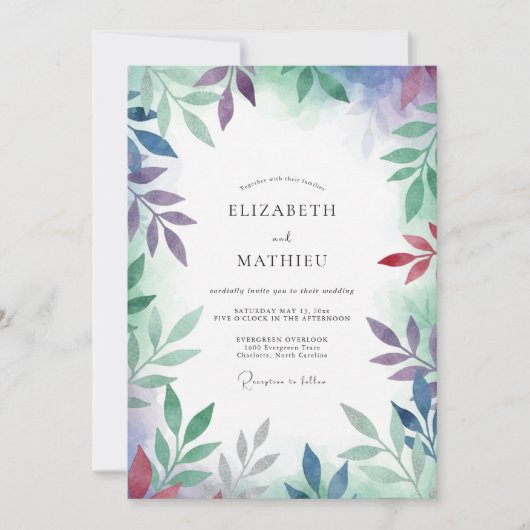 Invitation Mariage peint Améthyste Bourgogne (Devant)