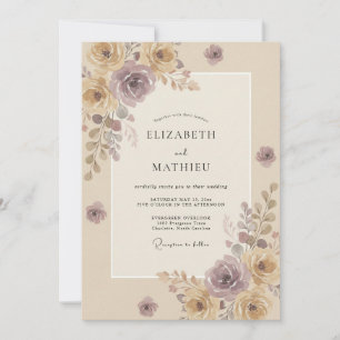 Invitation Mariage Peint Améthyste Champagne