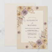 Invitation Mariage Peint Améthyste Champagne (Devant / Derrière)