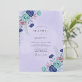 Invitation Mariage peint Améthyste et sarcelle (Debout devant)