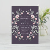 Invitation Mariage Peint Antique Argent Plum (Debout devant)