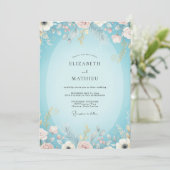 Invitation Mariage peint Aqua Blush (Debout devant)