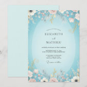 Invitation Mariage peint Aqua Blush (Devant / Derrière)